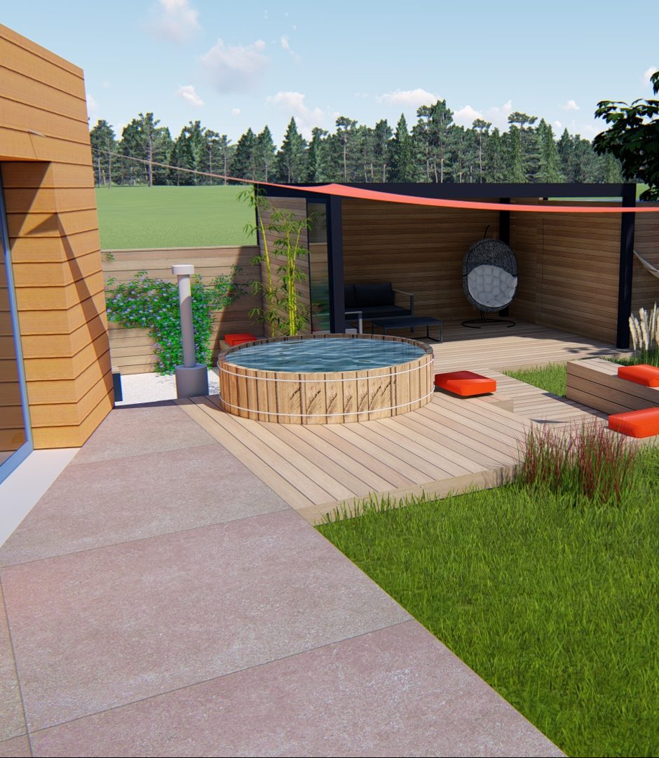 Visuel 3d de jardin aménagé